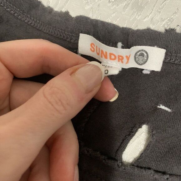 sundry womens gray white Crew Neck striped tank top 0 xs - Picture 3 of 4